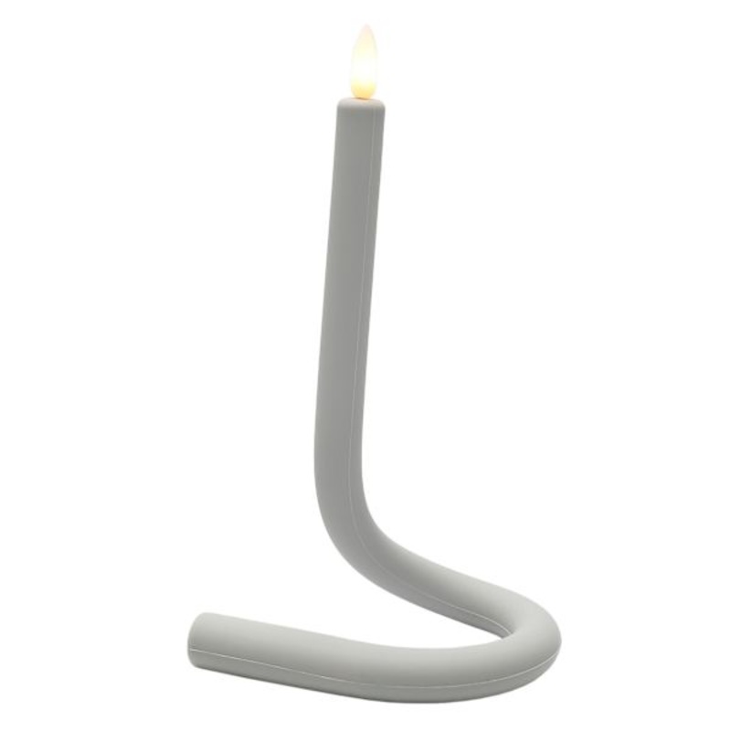 Grey LED Twist Candle, 16″