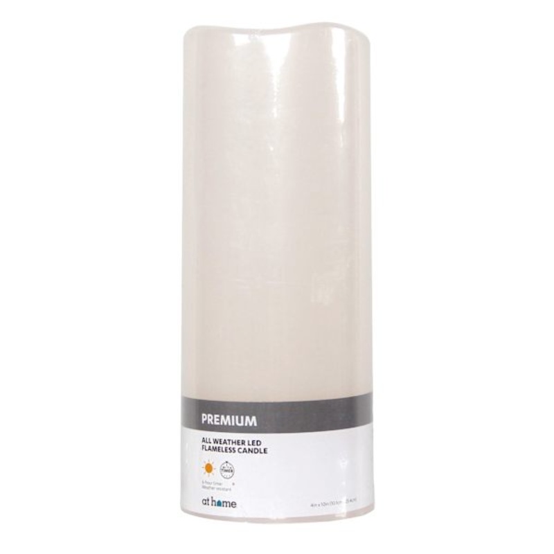 Ivory LED Pillar Candle with 6 Hour Timer, 10″
