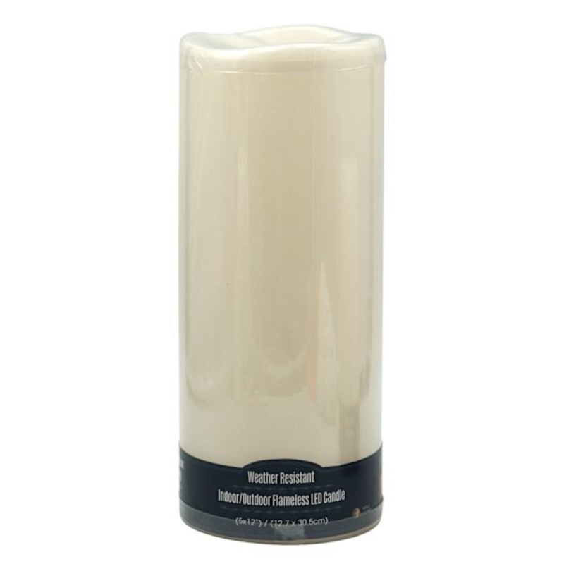 Ivory LED Pillar Candle with 6 Hour Timer, 12″