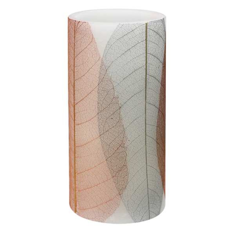 Leaf Wrapped LED Pillar Candle, 6″