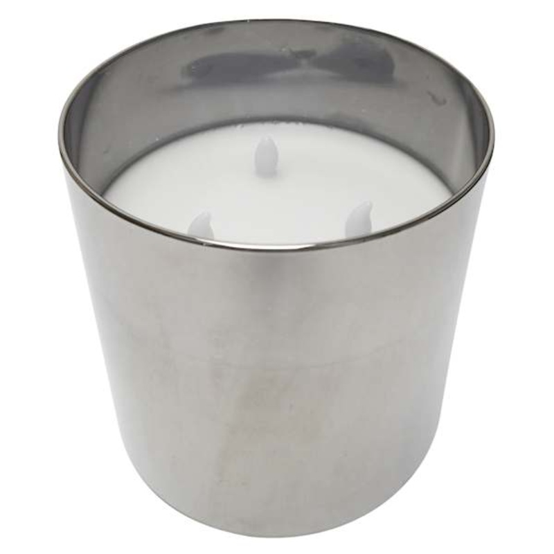 Smoke Grey Glass LED Pillar Candle with Timer, 6″