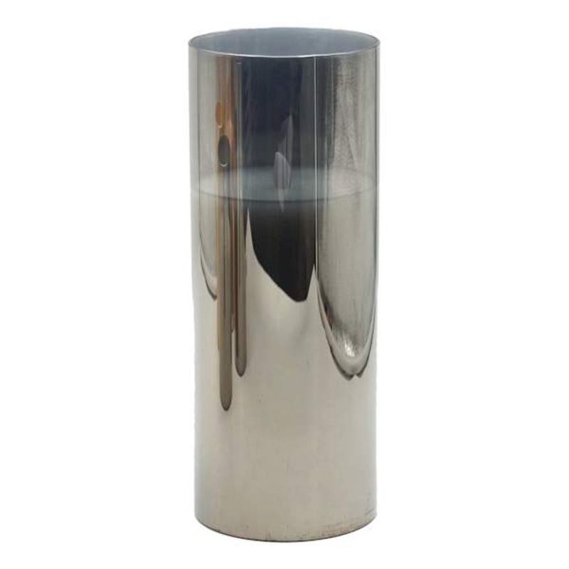 Smoked Grey Glass LED Pillar Candle, 4×10