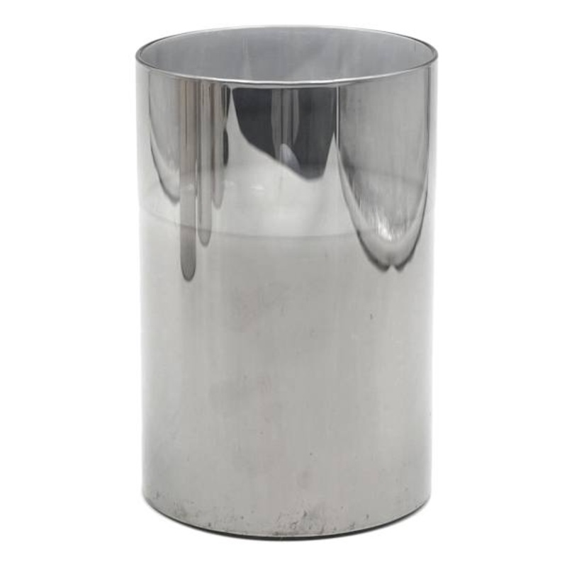 Smoked Grey Glass LED Pillar Candle, 4×6