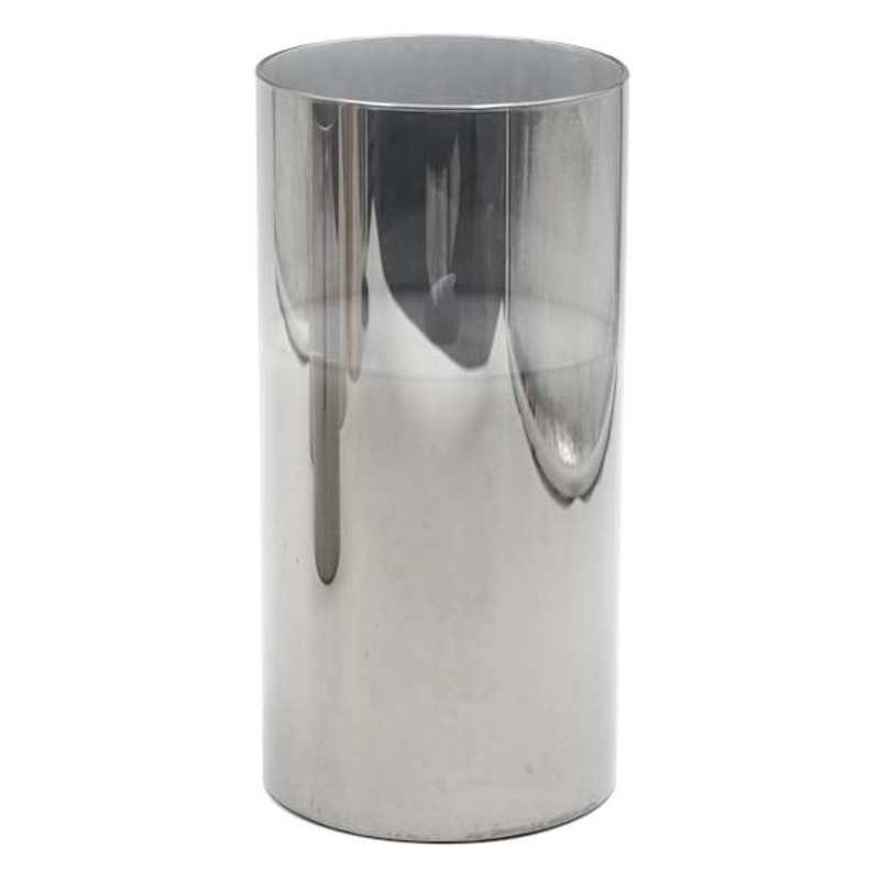 Smoked Grey Glass LED Pillar Candle, 4×8