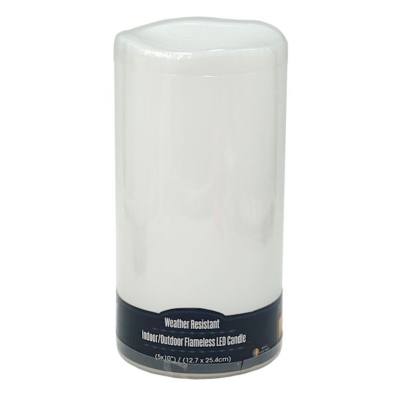 White LED Pillar Candle with 6 Hour Timer, 10″