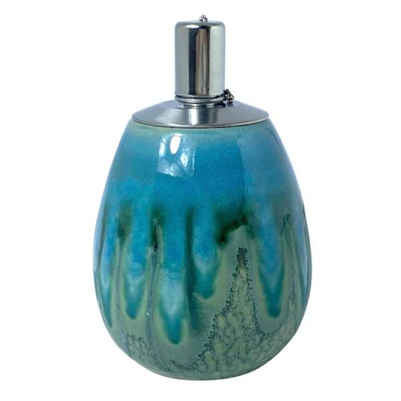 Light Green Ombre Ceramic Tabletop Torch, 8″