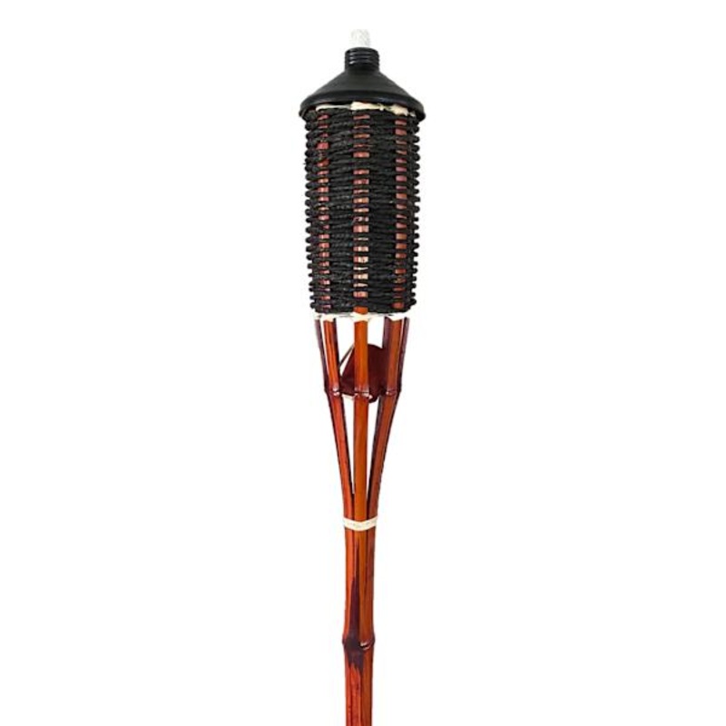 Mahogany Woven Bamboo Rope Garden Torch, 59″
