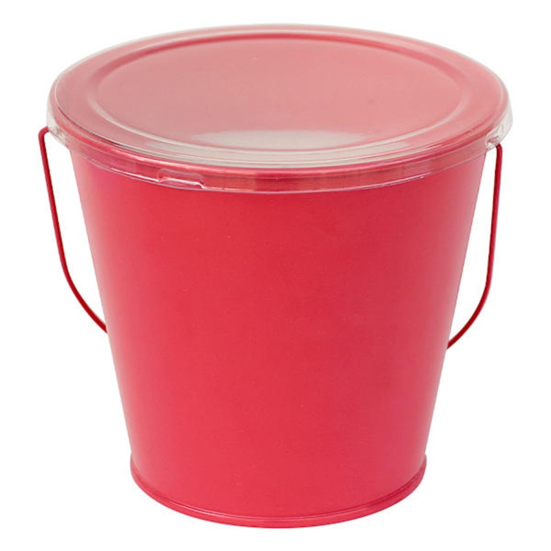 Red Metal Citronella Bucket Candle, 12oz