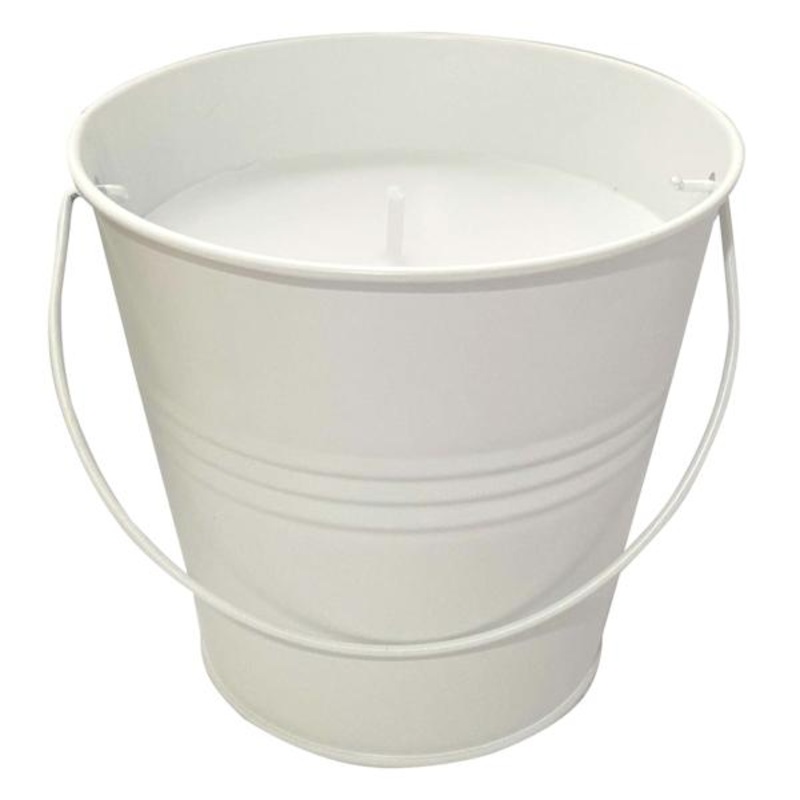 White Metal Citronella Bucket Candle, 12oz