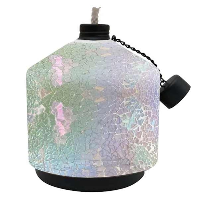 White Mosaic Tabletop Torch, 6″