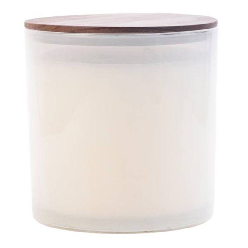 4-Wick White Citronella Glass Candle with Wooden Lid, 50oz