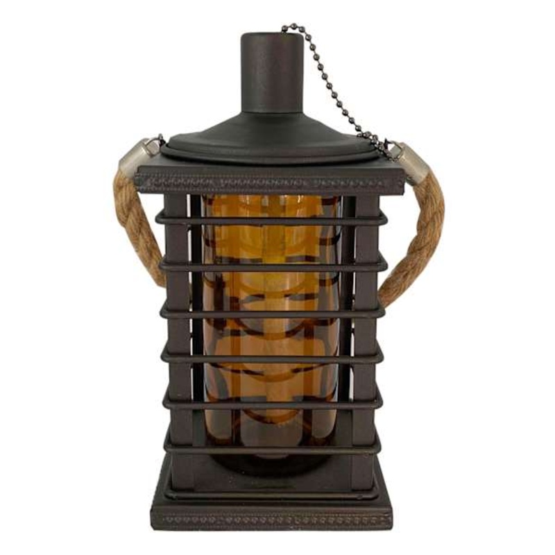 Amber Caged Tabletop Torch, 8.7″
