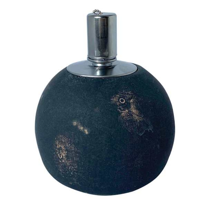 Black Cement Round Tabletop Torch, 6.1″