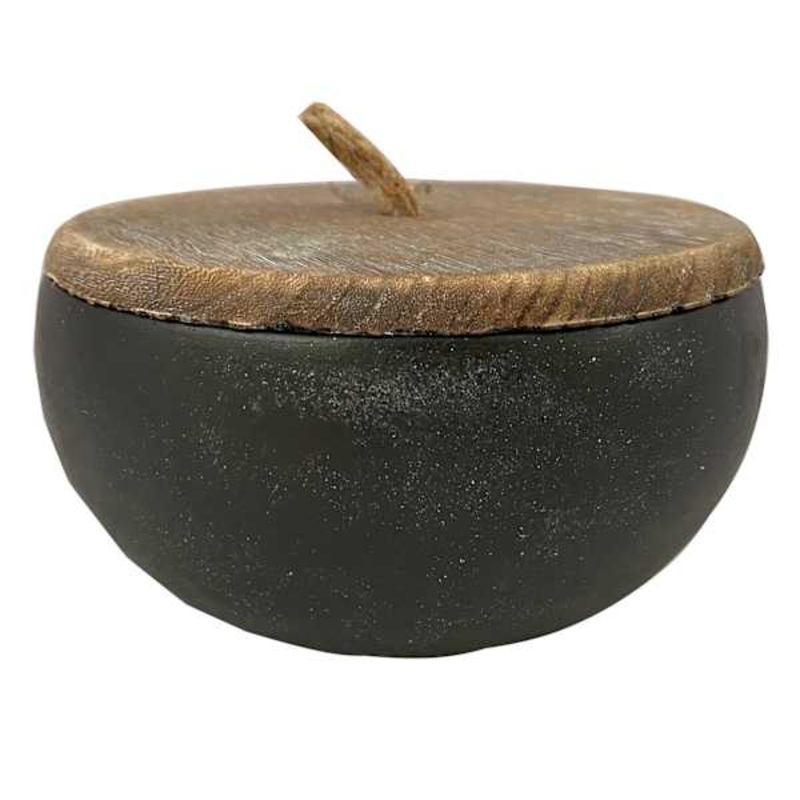 Black Ceramic Citronella Candle with Wooden Lid, 19oz