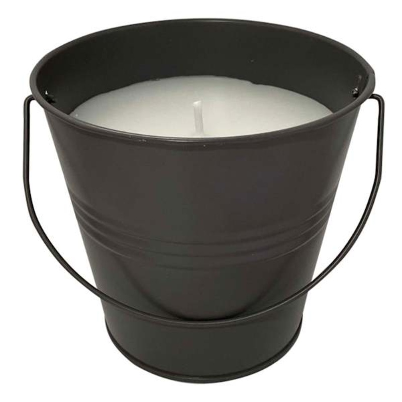Black Metal Citronella Bucket Candle, 12oz