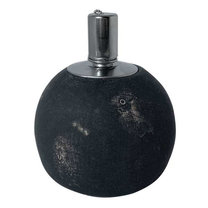 Black Round Cement Tabletop Torch, 6.5″