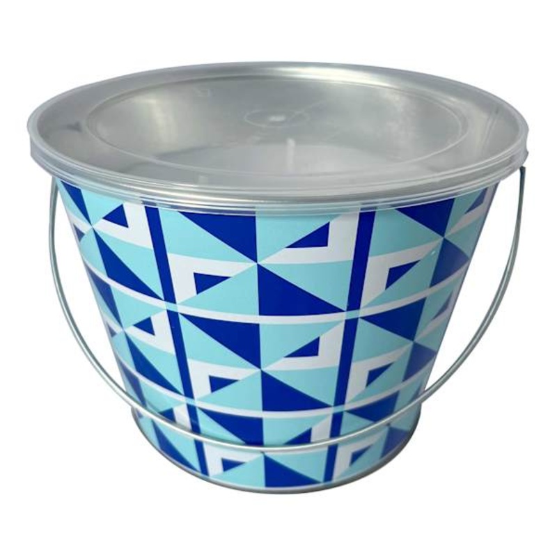 Blue Geometric Metal Citronella Bucket Candle, 28oz