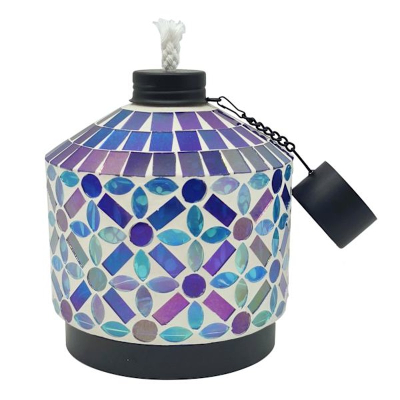 Blue Mosaic Tabletop Torch, 6″