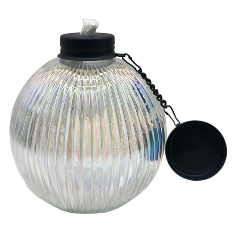Clear Iridescent Glass Table Torch