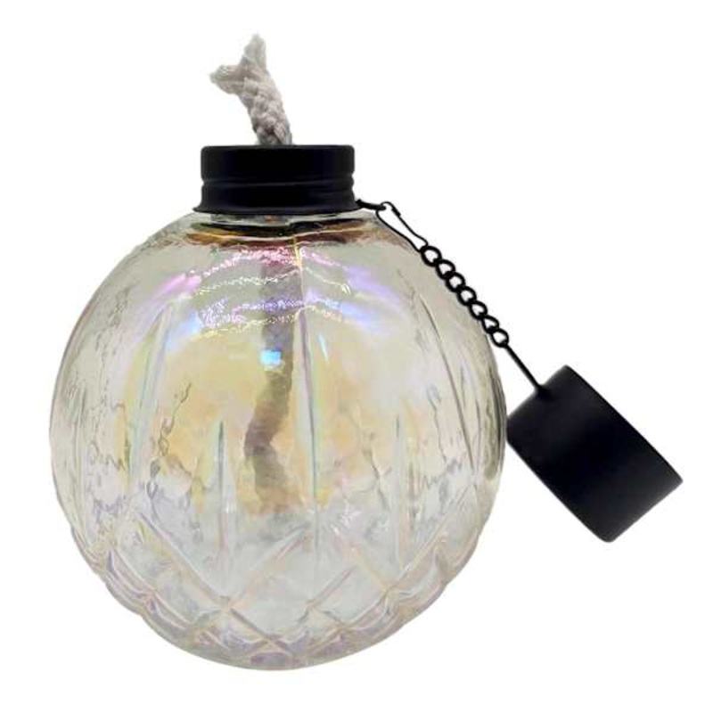 Clear Iridescent Glass Tabletop Torch, 5″