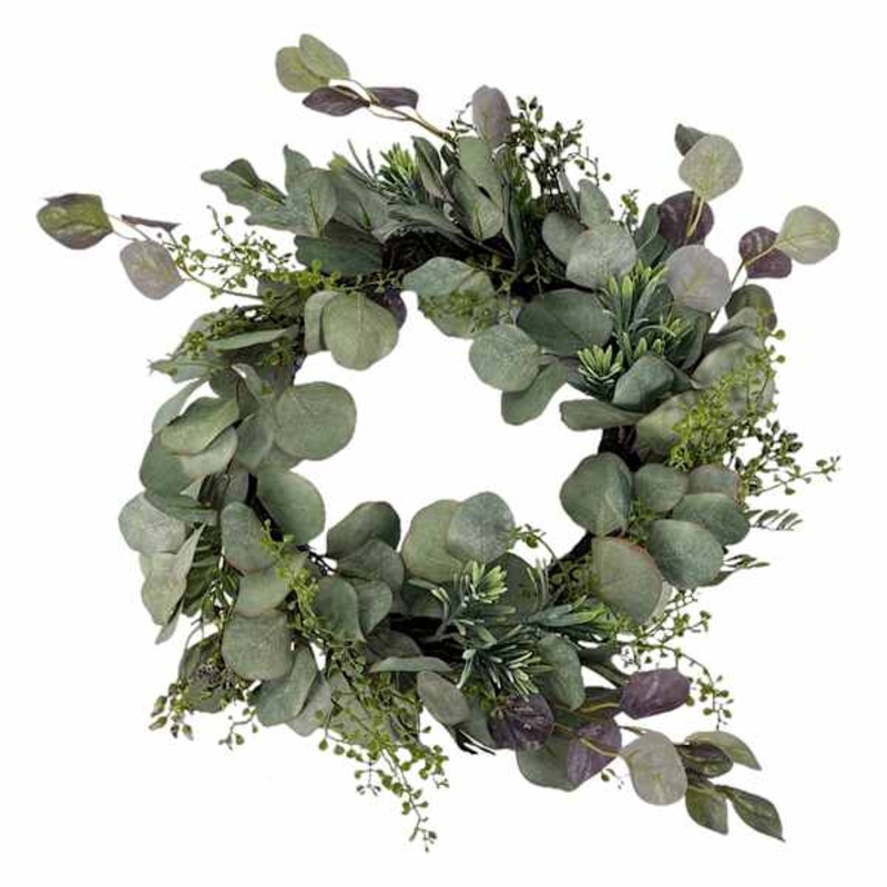 Eucalyptus Leaf Wreath with Podocarpus, 21″