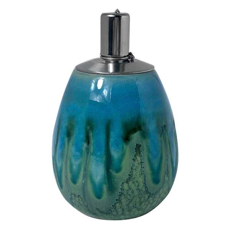 Green Ombre Ceramic Tabletop Torch, 7.7″