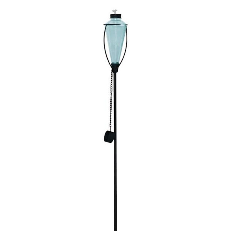 Light Blue Glass Garden Torch, 61″
