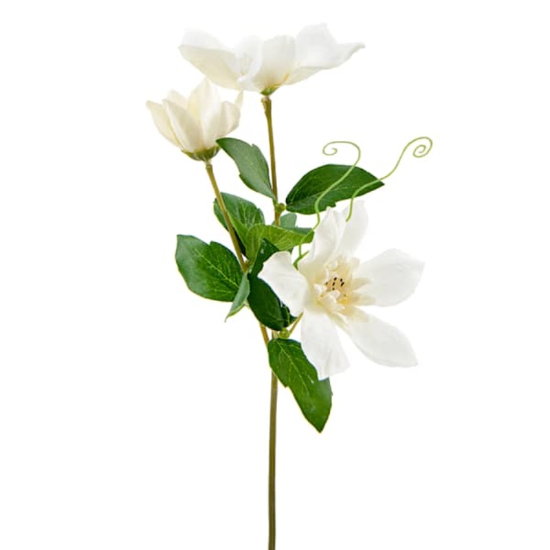 White Clematis Floral Pick, 12″