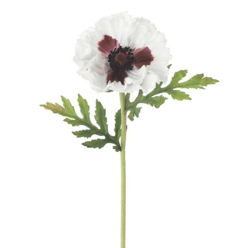 White Soft Touch Poppy Floral Pick, 12.5″