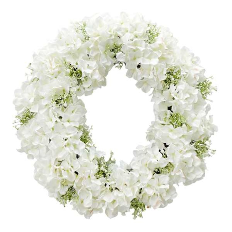 Providence White Hydrangea & Baby’s Breath Wreath, 24″