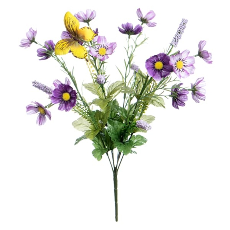 Purple Cosmos, Heather & Butterfly Bush, 20″