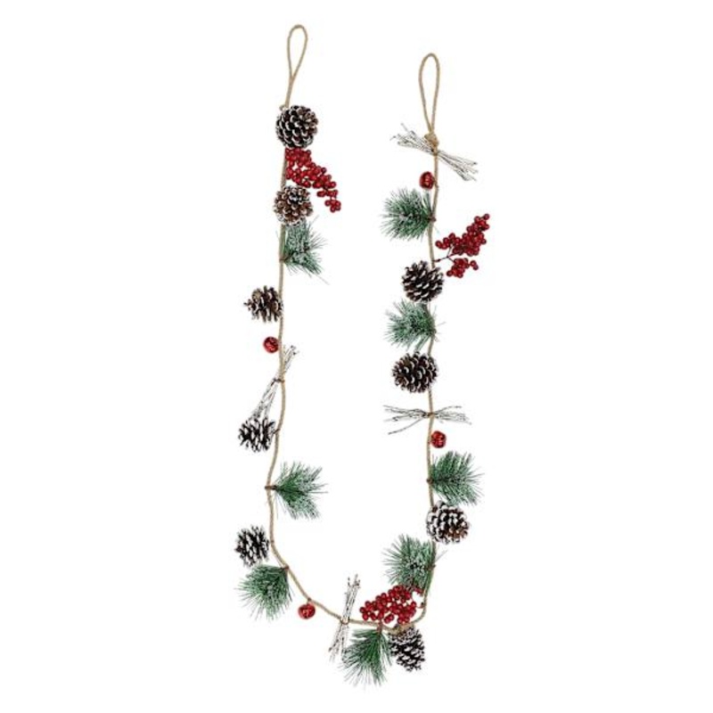 Red Berry & Pinecone Garland, 6′