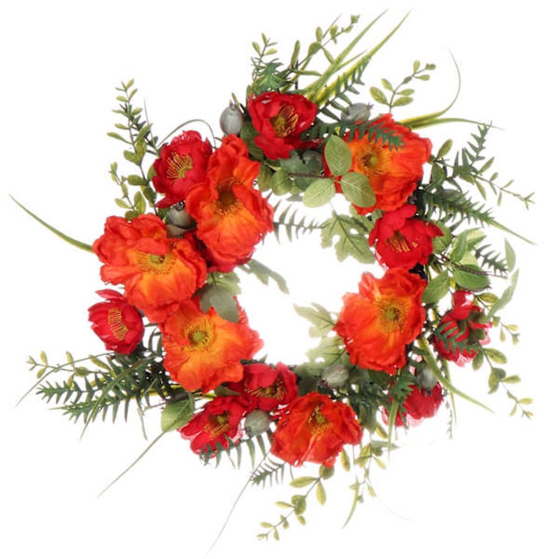 Red Summer Flower Wreath, 22″