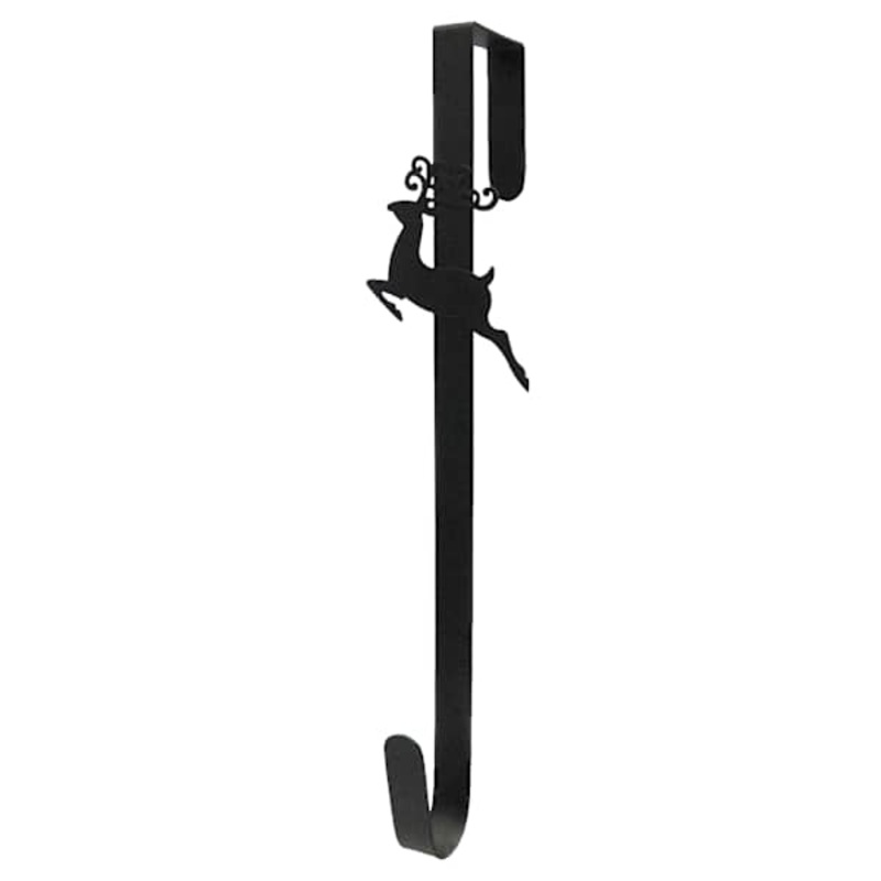 Rustic Metal Leaping Reindeer Wreath Hanger, 15″
