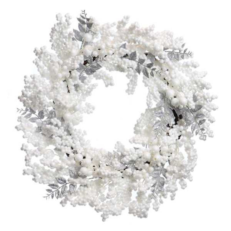 Snow, Glitter Berry & Rosehip Wreath, 26″