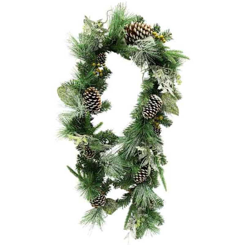 Snowy Pinecones Garland, 6′