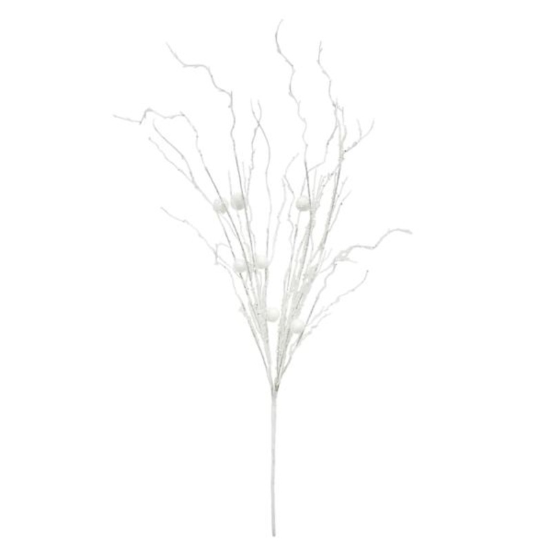 White Glittered Berry Stem, 32″