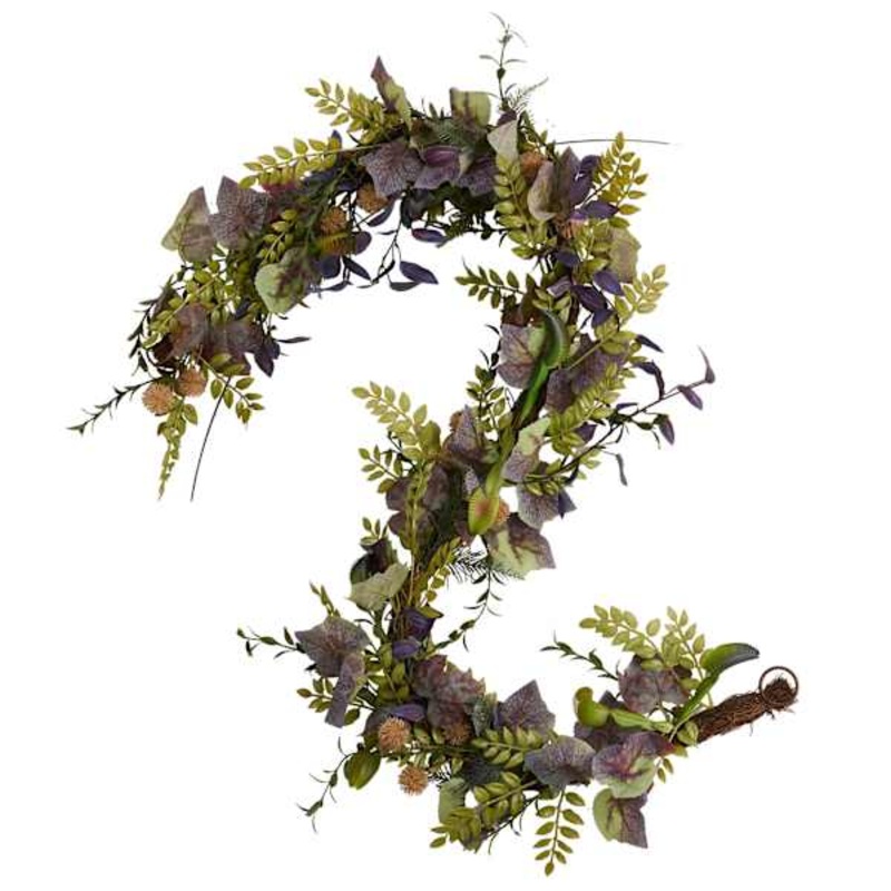 Grim Gardens Mixed Leaves Venus Fly Trap Garland, 72″