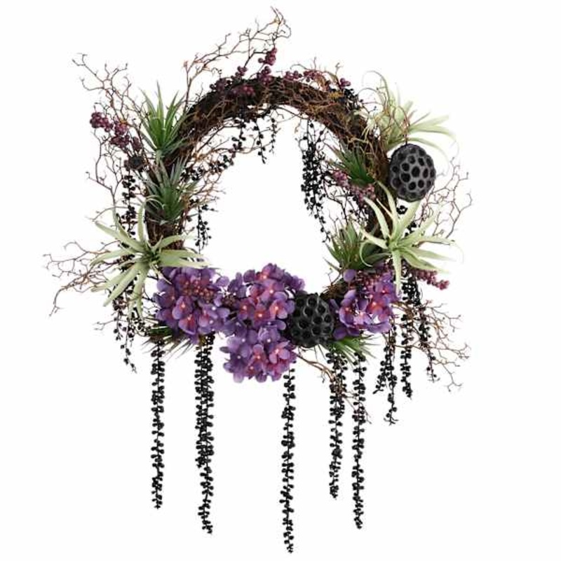 Grim Gardens Mixed Succulent Hydrangea Wreath, 24″