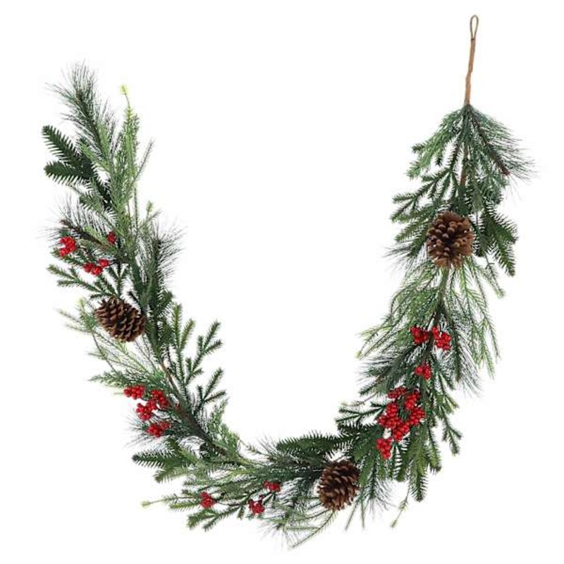 Homespun Natural Pine, Berry & Pinecone Mixed Garland, 72″