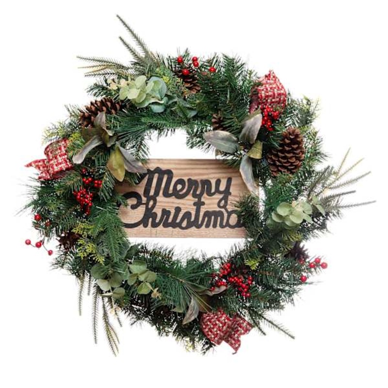 Merry Christmas Pine Wreath, 24″