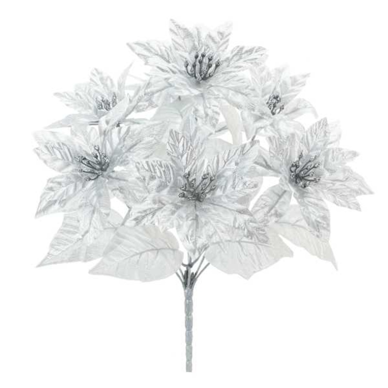 Metallic Poinsettia Floral Bush, 15″