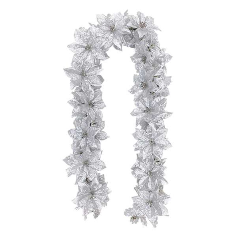 Metallic Poinsettia Floral Garland, 6′