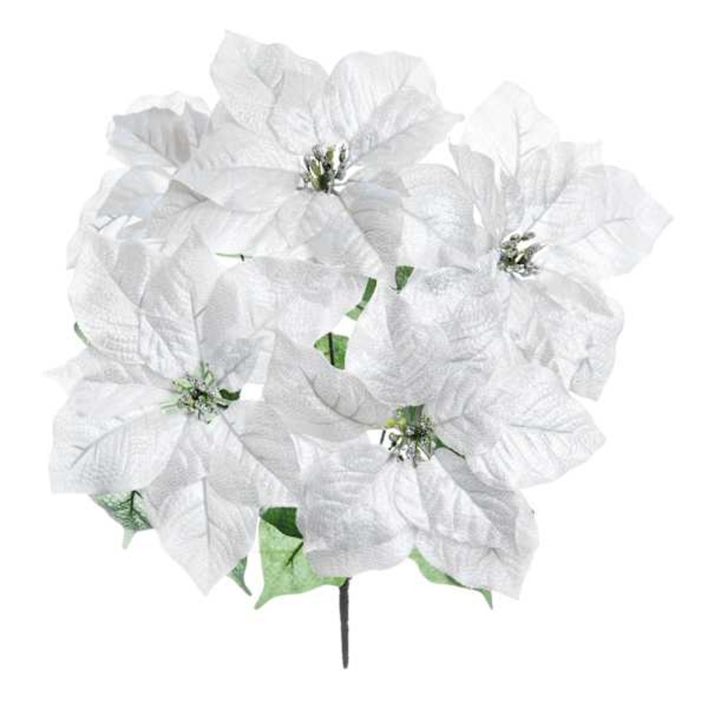 Metallic Poinsettia Floral Spray, 18″