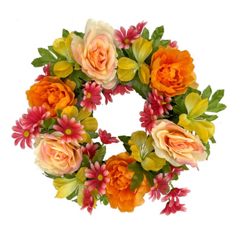 Orange & Yellow Mixed Floral Wreath, 18″