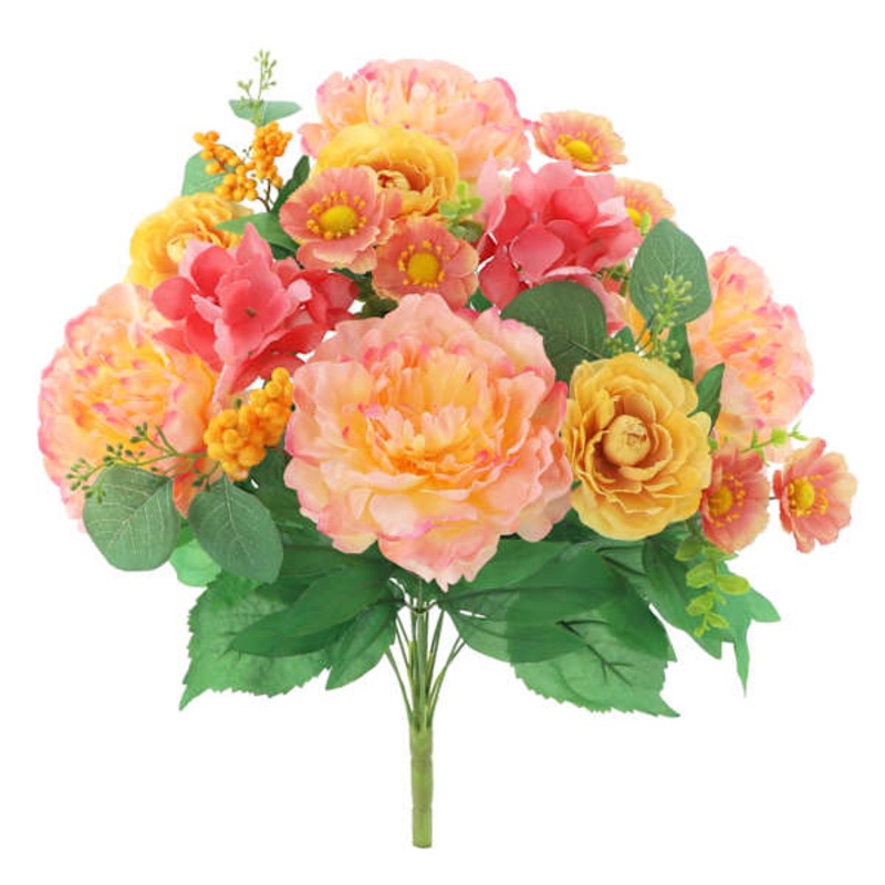 Peony & Hydrangea Mixed Floral Bush, 21.5″
