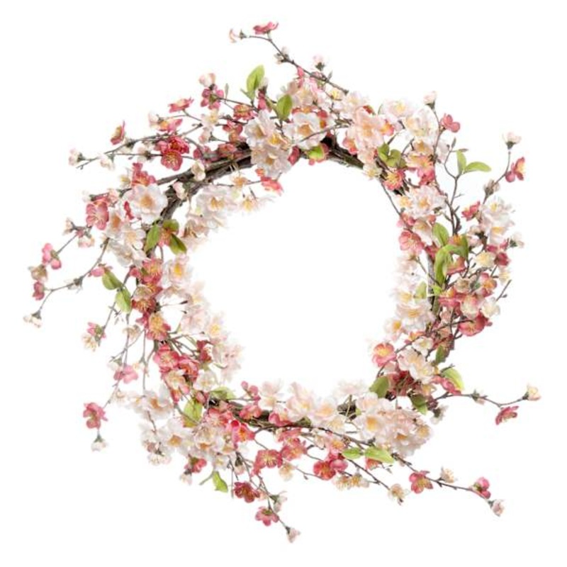 Pink Cherry Blossom Floral Wreath, 26″