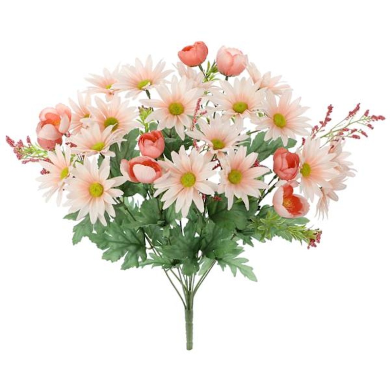 Pink Daisy & Buttercup Floral Spray, 19.5″