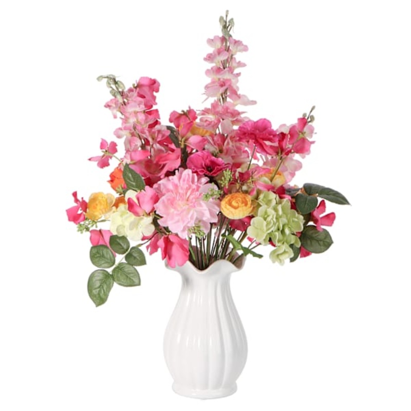 Pink Flower Arrangement in Magnesia Vase, 20″