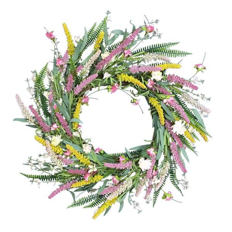 Pink Heather & Berry Floral Wreath, 24″